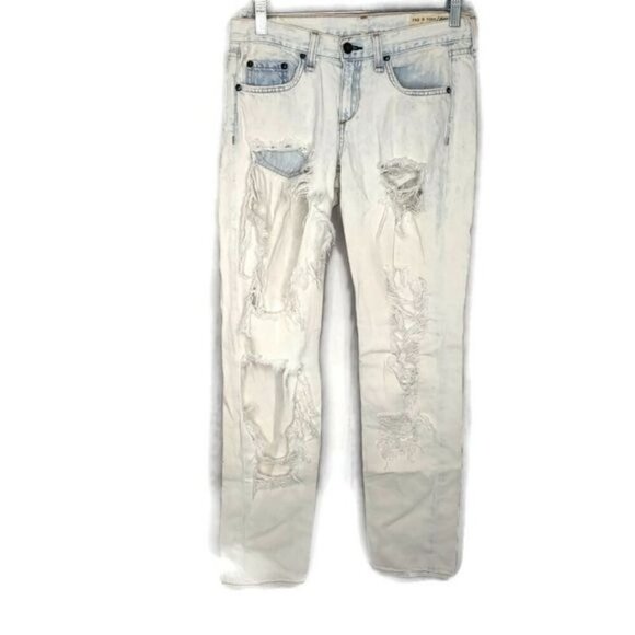Rag & Bone Distressed Boyfriend‎ Jeans Bleached Women's Size 24 - Picture 1 of 7